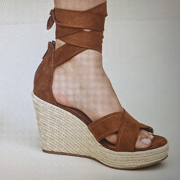 Lace Up Brown Wedge Torrid - Picture 2 of 7